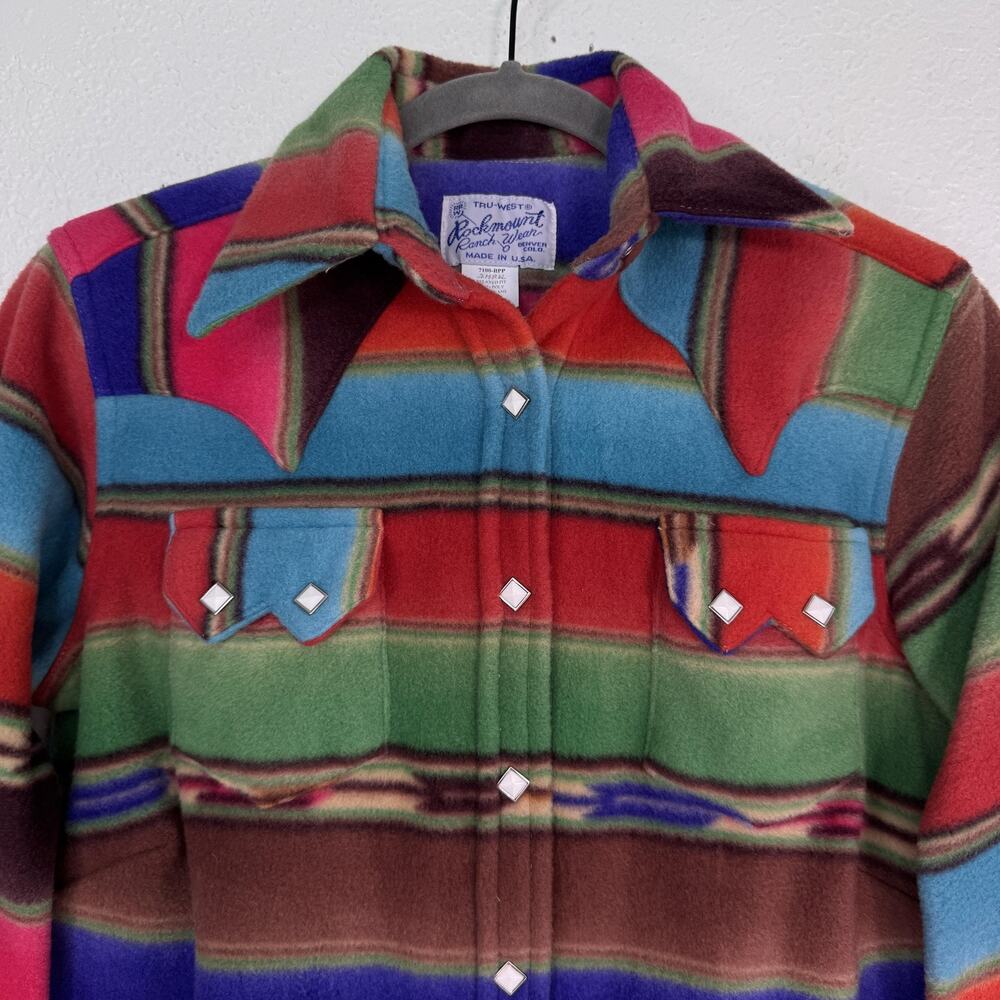 Rockmount Ranch Wear Shirt Womens Small Serape Stripe Fleece Western Snap USA - Picture 4 of 10